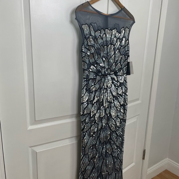 Adrianna Papell Dress beaded gown, Color dusty blue, size 6 - Picture 2 of 6